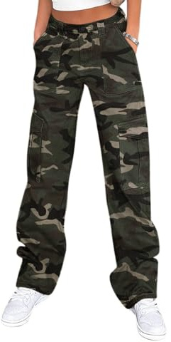 Lepunuo Womens Cargo Pants with Pockets Outdoor Casual Ripstop Camo Military Combat Construction Work Pants