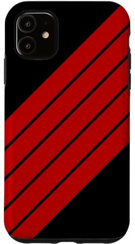 iPhone 11 Black and Red Stripes Case