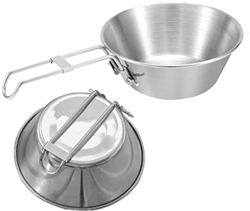 Travel Sierra Cup Camping Tableware Equipment Bowl Set Backpacking 304 Stainless Steel Carry Fold Sturdy Measuring 500ml 2PCS, Travel Sierra Cup