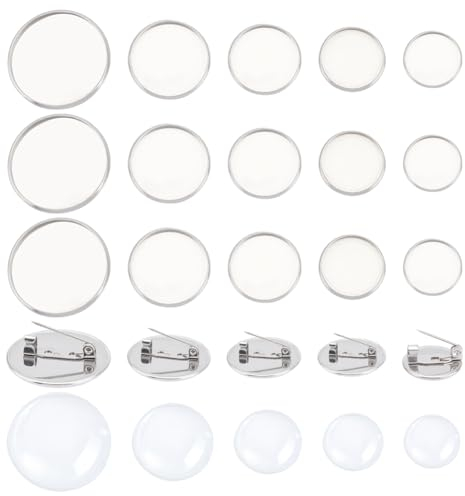 UNICRAFTALE 20Sets 5 Größes Broschenverschlüsse Anstecknadel Scheibenbasis Edelstahl Broschenbasis Rohlinge Fassungen Rohlinge Kuppel Broschenherstellungsset Flache Runde Broschennadel