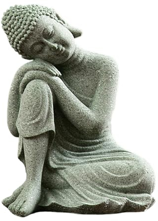 SunaOmni Buddha-Statue, Mini-Buddha, Buddah-Ornament, Sandstein, ruhender schlafender Buddha, meditierend, Zubehör für Zen-Garten, Kleiner Buddha, Buddha-Figur, Garten-Buddha-Dekoration