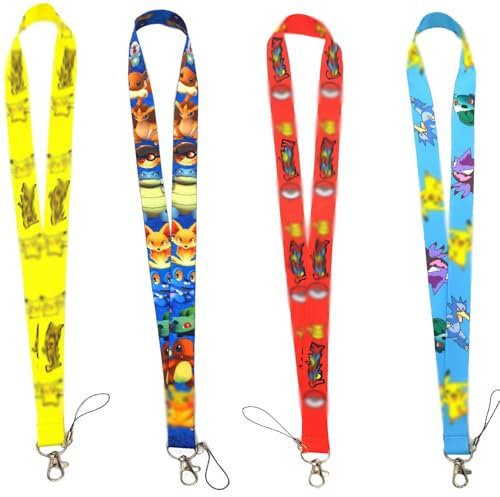 4 PCS Kinder Schlüsselband, Schlüsselband Umhängeband, Cartoon Kids Lanyard, Schlüsselband Lanyards für Arbeitskarte, Lanyard für Zugangskarten, Schlüssel, Kamera Gurt