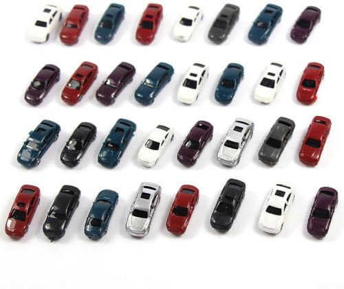 Zoegneer 50PCS 1:220 Miniaturauto-Set Modellauto Farbe Modellauto für Bau Zug Layout für Modell-Enthusiasten