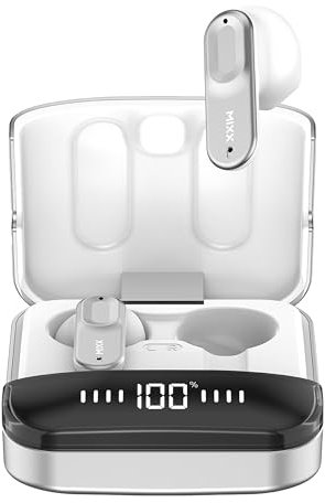 Mixx StreamBuds Ultra Hybrid True Wireless Earbuds, Bluetooth Wireless Earphones, 24-Hour Battery, Zinc Alloy Case, Customizable Sound with Mixx App (Silver-white)