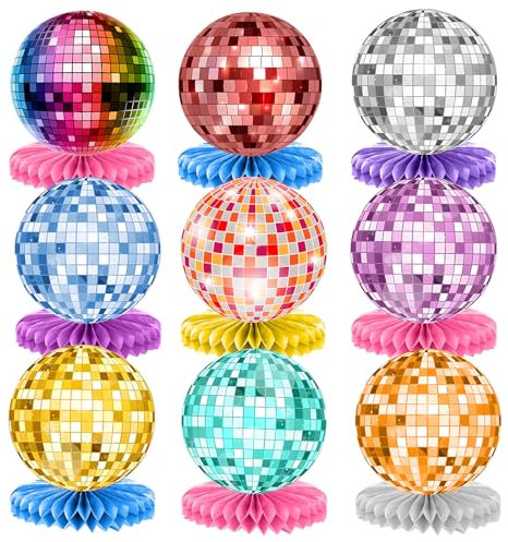 9 Stück 80er Jahre Party Dekoration Bienenwabe 1980er Waben Tischdeko 80er Vintage Party Deko 90er Bienenwaben Tischdekorationen 80s Retro Disco Deko Partyzubehör für 80er 90er Geburtstag Party Deko