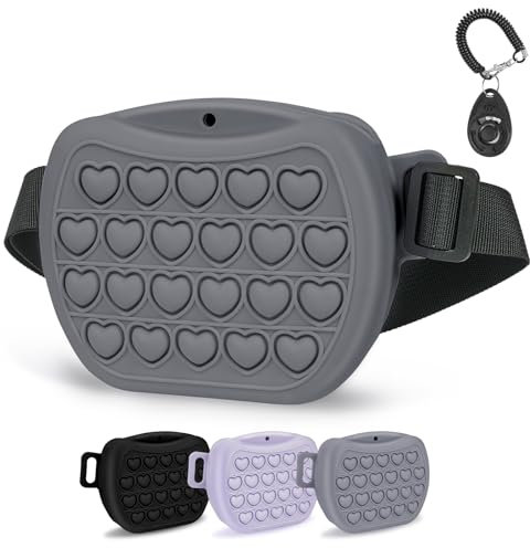 Adiwo wasserdichte Leckerlitasche für Hunde, Magnetisch Praktische Gassi Tasche Hund für das Hundetraining mit Trainingsklicker, Robuster Futterbeutel Hunde, Silikon Futterbeutel Hundetraining, Grau