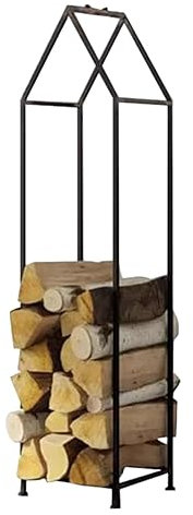 Kaminholzregal, extra hoch, goldfarben, schmal, 33 cm breit, Eck-Kaminständer für Zuhause
