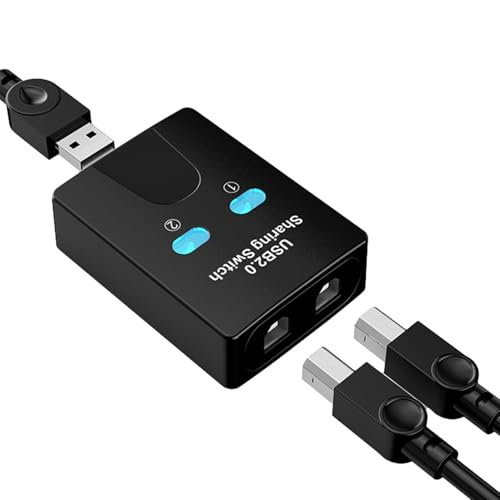 Generic Switch di condivisione stampante USB - Switch automatico e manuale a 2 porte | Comoda attrezzatura di condivisione USB per stampante e scanner, switch KVM