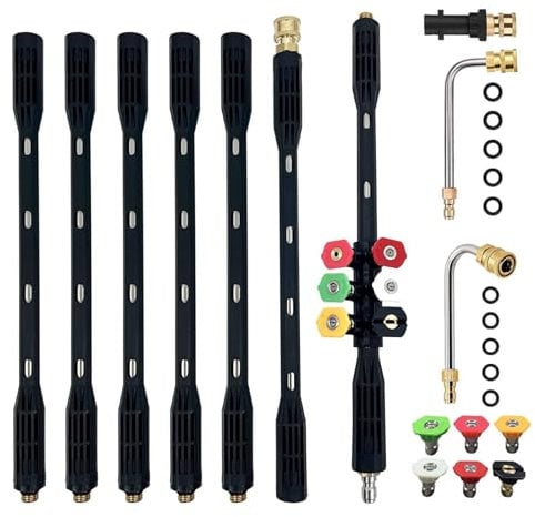 10 Pcs Pressure Washer Extension Wand with Karcher Adapter Compatible for Karcher K Series K2 K3 K4 K5 K6 K7, 4000PSI Gutter Cleaning Tools Extension Lance, 1/4 Inch Quick Connect, with 6 Nozzle Tips