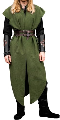 Leonardo Carbone® Herren Tunika Arun | Ärmelos Für Bewegungsfreiheit | Asymmetrischer Saum | Karneval, Halloween, Cosplay, LARP, Mittelalter, Wikinger | 100% Baumwolle