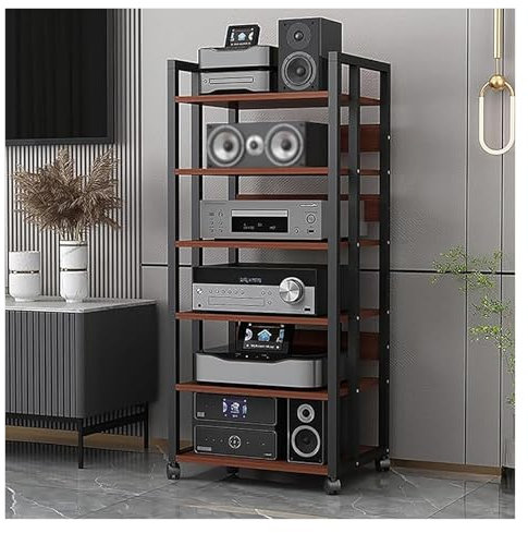 JYHHGDS Meuble multimédia Moderne pour Salon, Meuble de Rangement pour Console de Jeu, Meuble récepteur Audio/vidéo Haut et Mobile pour Centre de Divertissement d'angle (Rouge - 6 Niveaux)