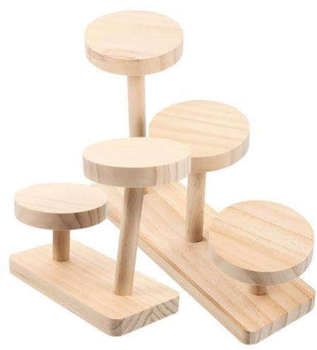 Garneck Soporte Exhibición Madera Rústica Escalonado Organizador Escritorio para Figuras Joyas y Colecciones Repisa Decorativa Minimalista De Madera