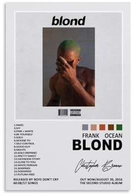 Frank Poster Ocean Music Singer Album Cover Poster Für Zimmer, Ästhetische Leinwand-Wandkunst, Schlafzimmer-Dekor Poster 24x36inch(60x90cm)
