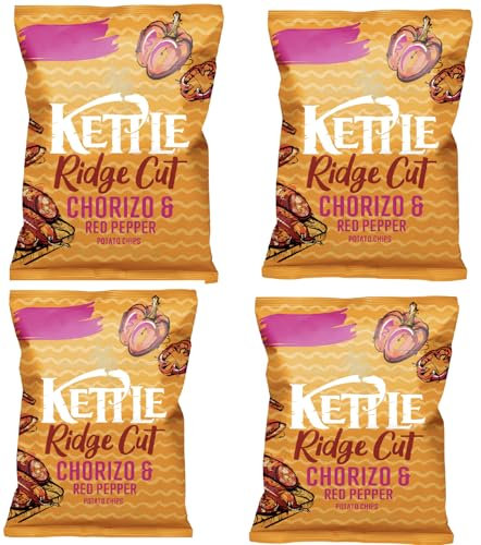 Kettle Ridge Cut Chorizo & Red Pepper Potato Chips 130g (4 Pack)