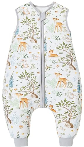 Chilsuessy Baby Schlafsack mit Füße 2.5 Tog Ganzjahres Schlafsack Baby Schlafsäcke Babyschlafsack mit Beinen für Säugling Kinder, 2.5 Tog/Plumenhirsch, 100cm/Baby Höhe 110-120cm