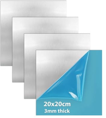 LALAGO Placa de Aluminio, Chapa de Aluminio, grosor es de 3 mm - 200 mm x 200 mm (20cm x 20cm) - 4 Pcs