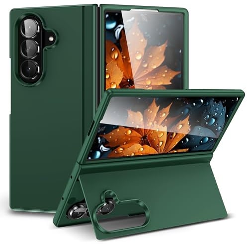 FDHYFGDY Für Samsung Galaxy Z Fold 7 Hülle mit Halterung, Hard PC Schutzhülle Kratzfest Rugged Cover für Galaxy Z Fold 7 Klappständer Case (Grün)