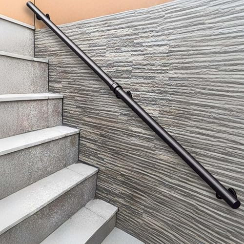 Industrial Iron Stair Banister Handrail, External Outside Wall Mount Stair Rail Kit 1m 150cm 2m 240cm 3m 6m Metal Staircase Hand Rails Wrought Iron Wall Support, Water Pipe Design(18ft/540cm)