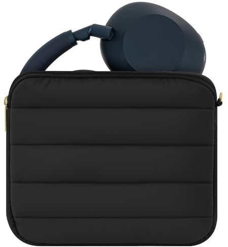 Geekria NOVA Headphones Puffy Pouch Compatible with JBL Tour One M3, Bose QC Ultra, Sennheiser PXC 550-II, Soft Shell Replacement Protective Travel Carrying Bag with Cable Storage (Black)