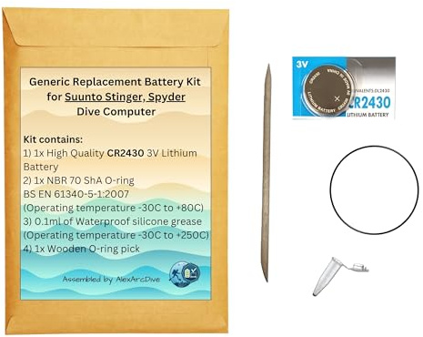 Generic Replacement Battery Kit for Suunto Stinger/Spyder Dive Computer, Spare Service Set, assembled by Alex Arc Dive