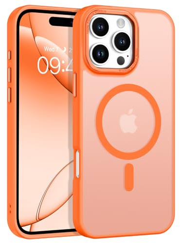 BENTOBEN Hülle für iPhone 16 Pro mit Mag-Safe Magnetisch Hülle für iPhone 16 Pro 6.3 Durchscheinende Matt Anti-Fingerabdruck Handyhülle Rückseite Dünn Stoßfest Schutzhülle, Orange