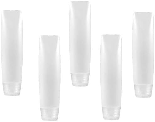 5 Pcs White 1 oz Travel Bottles Empty Refillable Toothpaste Tubes Containers Small Mini Size Squeeze Dispensers, Refillable Containers Pump Dispensers Refillable Cosmetic(10 * 2.7cm)