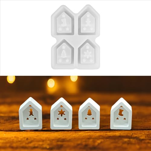 Silikonformen Häuser Weihnachten, Gießformen Silikon Haus Mini, Giessformen Silikon, Gips Zum Gießen Häuserkranz, Gipsformen Mit Kreativ Beton,Resin Gießharz,Raysin Gießpulver, Wachs (Stil 3)