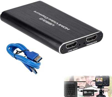 Verazquy 4K HDMI Video Capture Card with Loop-Out, USB 3.0 Audio Video Capture Card for Streaming Support Ful HD 1080P 60FPS Game for PS5 Nintendo Switch Xbox PC OBS DSLR Camera