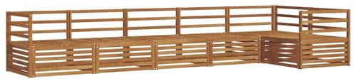 vidaXL Outdoor-Sofagarnitur 6 pcs Natur Massivholz Akazie, Gartenmöbel, Moderne Sofa-Garnitur, Eck-Sitzgruppe für Lounge draußen, bequemer Terrassenstuhl