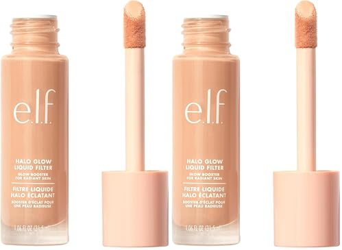 e.l.f. Halo Glow Liquid Filter, Complexion Booster For A Glowing, Soft-Focus Look, Infused With Hyaluronic Acid, Vegan & Cruelty-Free, 3 Light/Medium (Pack of 2)