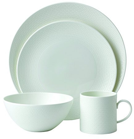 Wedgwood 40023856 Gio - Set da 4 pezzi, in porcellana Bone China, colore: Bianco