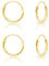 DTPsilver® 2 Paare WINZIGE Creolen Ohrringe 925 Sterling Silber Gelb Vergoldet - Knorpel/Wendel/Tragus - Dicke 1.2 mm - Durchmesser 10 mm