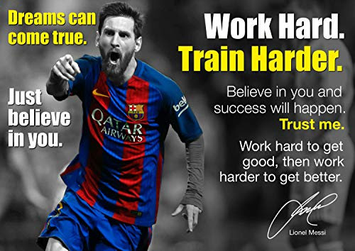 Póster de Messi motivacional 21, cita motivacional inspiradora de futbolista, póster A3, firmado (copia).