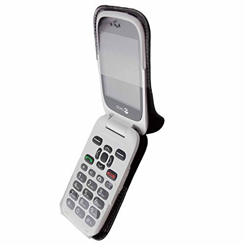caseroxx Sac Cuir avec Clip Ceinture pour Doro 6530/6531 en Cuir veritable, Housse de Protection à Porter à la Ceinture (avec fenêtre Transparente antisalissure; Coloris Noir)