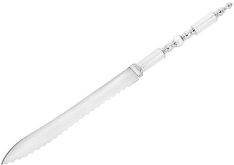 Glass Of Venice Italian Murano Glass Wedding Cake Knife - Silver White