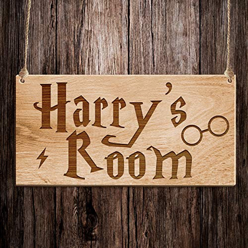 howson london Personalised Wooden Room Gate Sign Made with Harry Potter Font Novelty Engraved Home Hanging Plaque Magic Gift for Christmas Hand Finished in UK