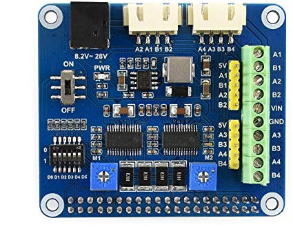Stepper Motor HAT for Raspberry Pi 3B+/3B/2B/Zero/Zero W/Zero WH Onboard Dual DRV8825 Motor Controller IC Built-in Microstepping Indexer Drive Two Stepper Motors Up to 1/32 Microstepping