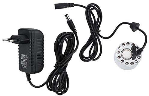 Silver Mister Maker Fogger Fontana di Acqua, Acquario Foschia Maker Light, 12 LED Ultrasuoni Nebbia Maker Fogger Atomizzatore Umidificatore d'Aria per Fontana Stagno Indoor