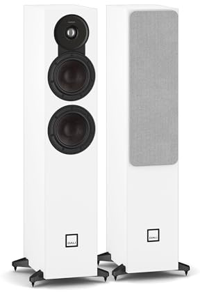 DALI SONIK 5 – Slim Floorstanding Speakers (Pair) with Dual 5¼″ Clarity Cone™ Woofers, 29mm Soft Dome Tweeter & SMC™ Technology – White
