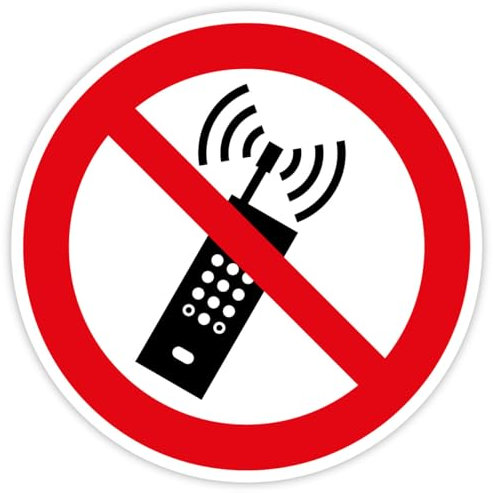 Aufkleber Verbotszeichen „Eingeschaltete Mobiltelefone verboten“ Folie nach ISO 7010 P013 | Ø 5-30 cm Made in Germany, Größe: Ø20 cm