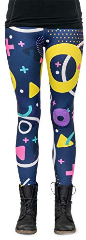 cosey - Neon Line Leggings - knallige Farben- in verschiedenen Leuchtend bunten Designs (Einheitsgröße) (Pop Geometrie)
