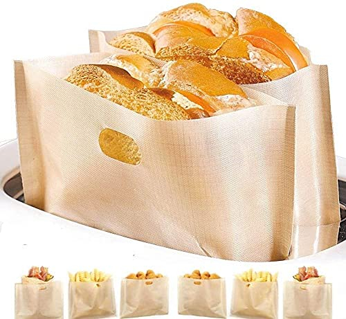 DOCA Non-Stick Wiederverwendbare Toastabags LFGB Zertifizierung Sandwich-Bag Waschbar 12 Stück Teflon Toaster Beutel für Toast Pizzastücke Snacks Chicken Nuggets, Anzug für Mikrowelle Grill Toaster
