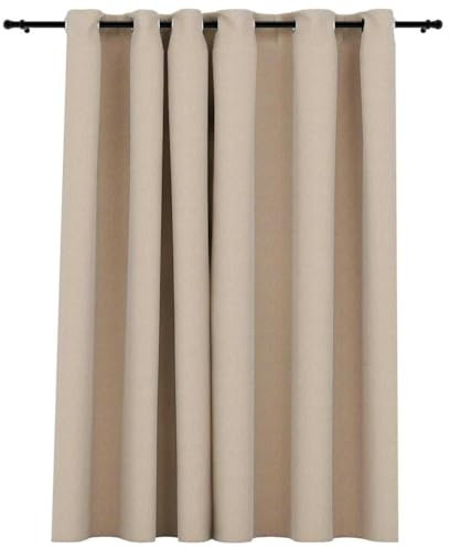 vidaXL Verdunkelungsvorhang mit Ösen Verdunkelungsvorhang Kräuselband Thermo Gardine Blickdicht Thermovorhang Leinenoptik Beige 290x245cm