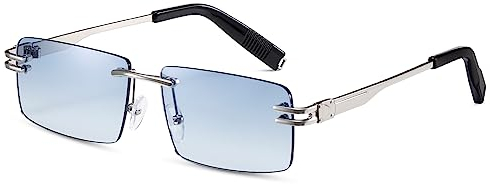 Retro randlose Sonnenbrille für Männer Frauen Rechteck Ultra-Small Frame Sonnenbrille Durchsichtige Brille