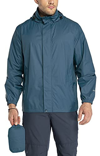 33,000ft Veste de pluie compacte pour homme - Veste de pluie légère et imperméable avec capuche - Coupe-vent pour le golf, le cyclisme, bleu royal, X-Large