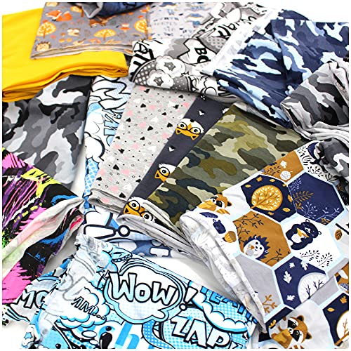 Stoffreste Paket Kiloware zum Nähen Jerseystoff Baumwolljersey Nähstoff Kleider Kinder (1,0kg Jerseystoff)