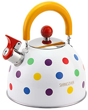 SHANGZHER Polka Color Dots - Bollitore a induzione, per fornello a gas, 2,5 litri