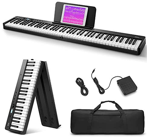 ZTBGY Foldable Digital Piano Keyboard,Beginner Digital Piano 88 Key Full Size Semi Weighted Keyboard,Bluetooth Portable Electric Piano with Piano Bag,Suit for Kids/Adult/Beginners