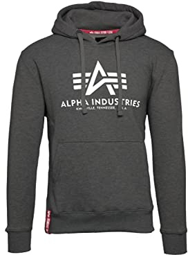 Alpha Industries Basic Hoody Kapuzensweat für Herren Charcoal Heather/White