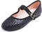 Feversole Women's Soft Breathable Mary Jane Memory Foam Cushioned Comfort Round Toe Metal Buckle Flats Walking Shoes Black Glitter Size UK 5